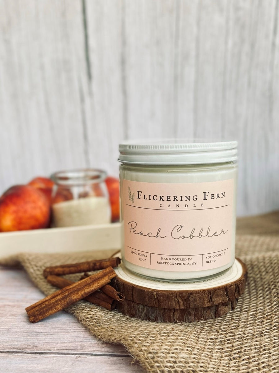 Peach Cobbler Candle - DISCONTINUED – Flickering Fern Candle